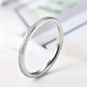Ring, Stainless Steel, Silver Frosted, Thin, New
